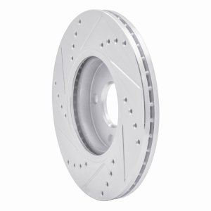 Ford Fiesta Brake Rotor (1) - Front Right - R1 Concepts - Drilled & Slotted - Silver - `14-`23